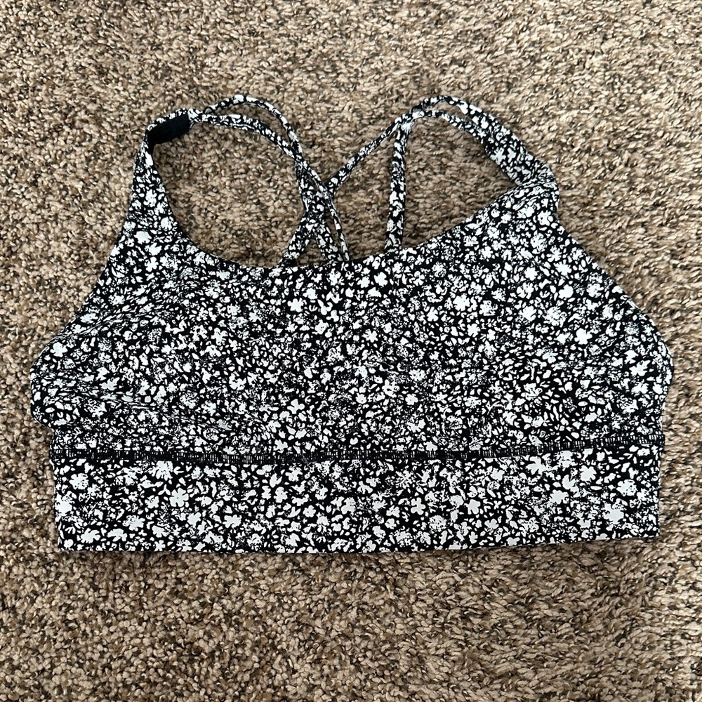 Women’s Black & White Floral Strappy Bralette